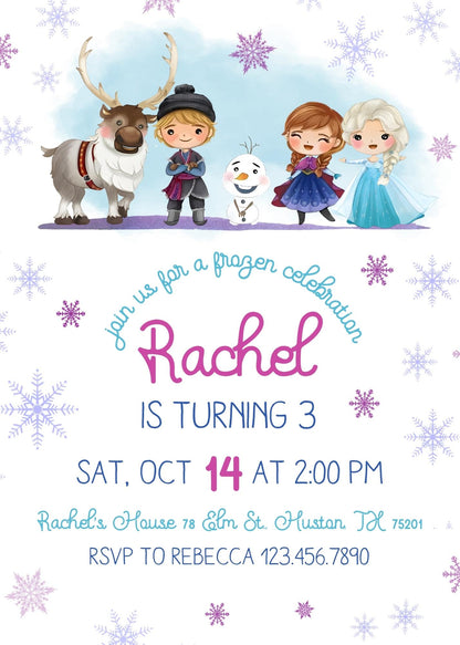 Frozen Elsa customizable invitation template | Share or Print | girl | EA924