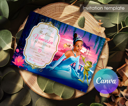 Tiana Frog Princess customizable invitation template | Share or Print | girl | RJ376