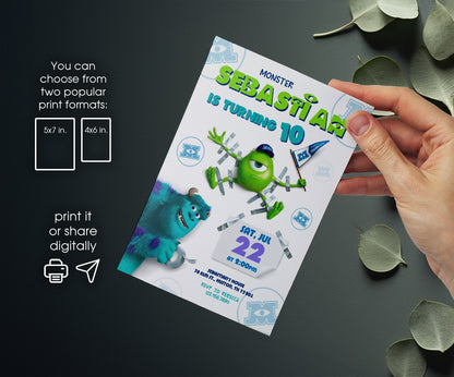 Monsters, Inc. customizable invitation template | Share or Print | JY953
