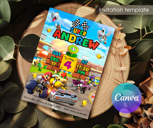 Mario Kart Gamer customizable invitation template | Share or Print | boy | ZB292