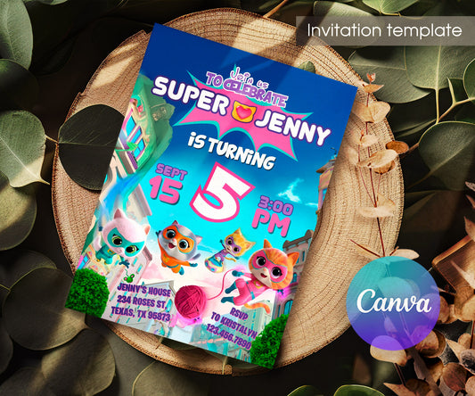SuperKitties customizable invitation template | Share or Print | TC090