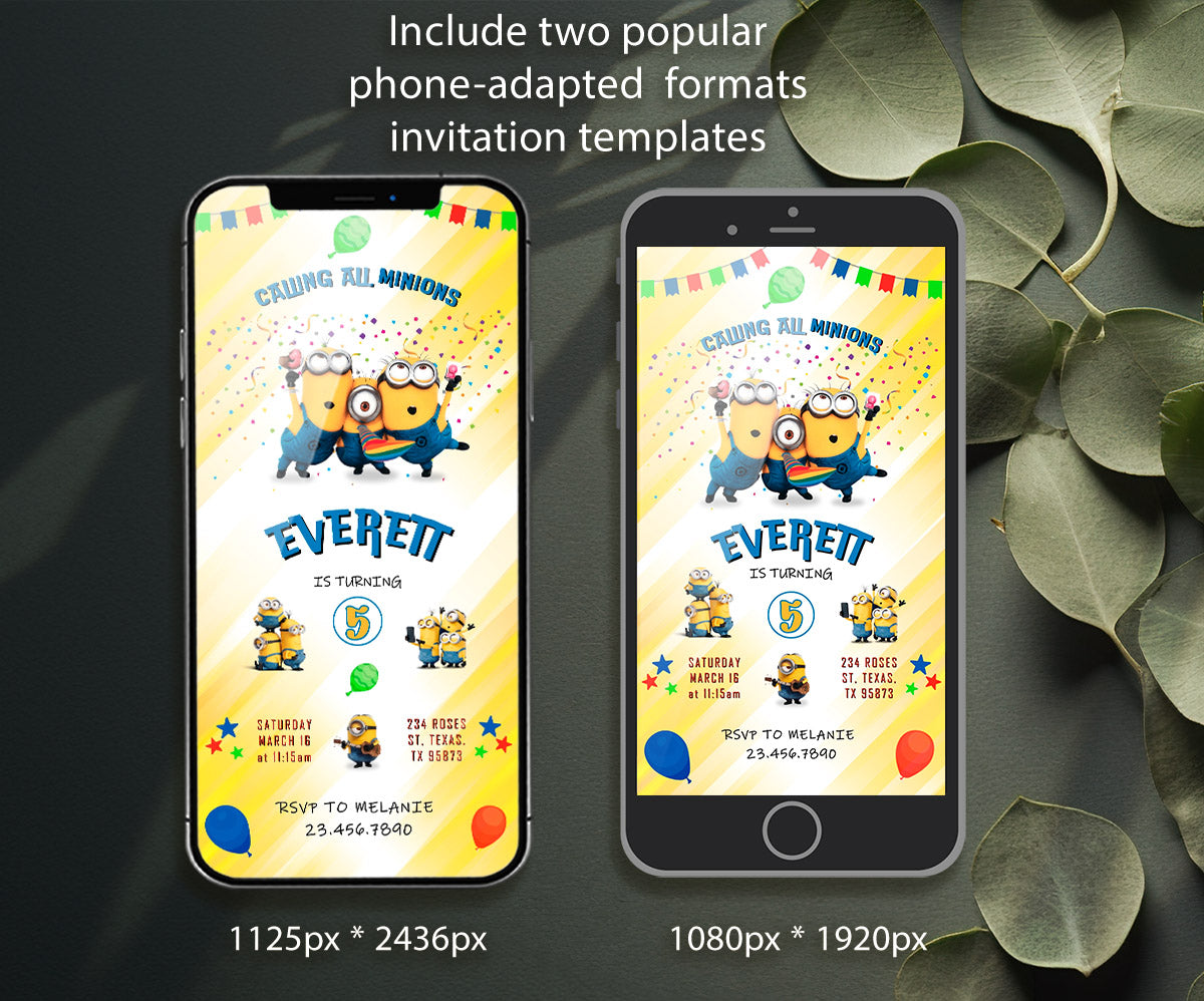 Minions Despicable Me customizable invitation template | Share or Print | BT734