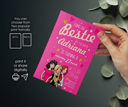 Barbie Pink customizable invitation template | Share or Print | girl | WT755