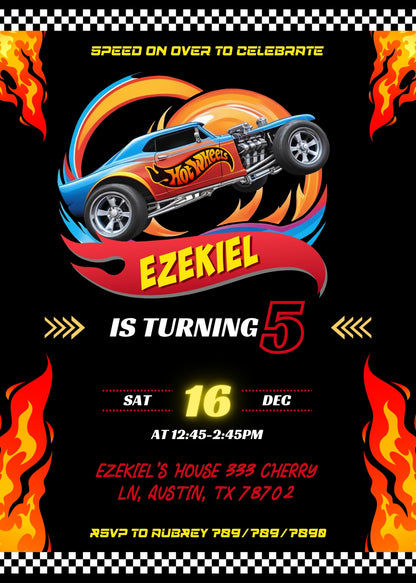 Hot Wheels Racing customizable invitation template | Share or Print | boy | DP320