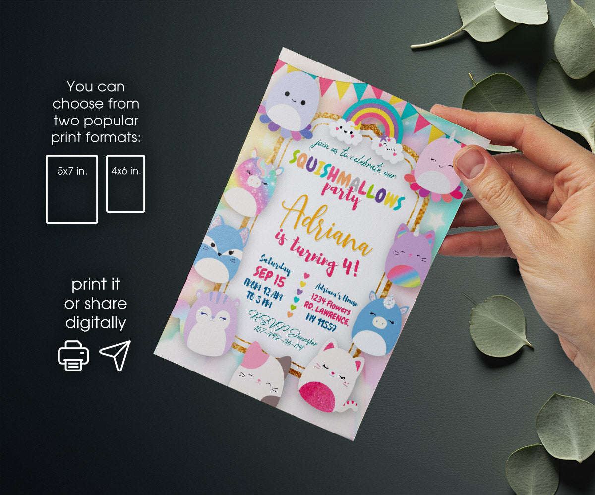 Squishmallows customizable invitation template | Share or Print | DW559
