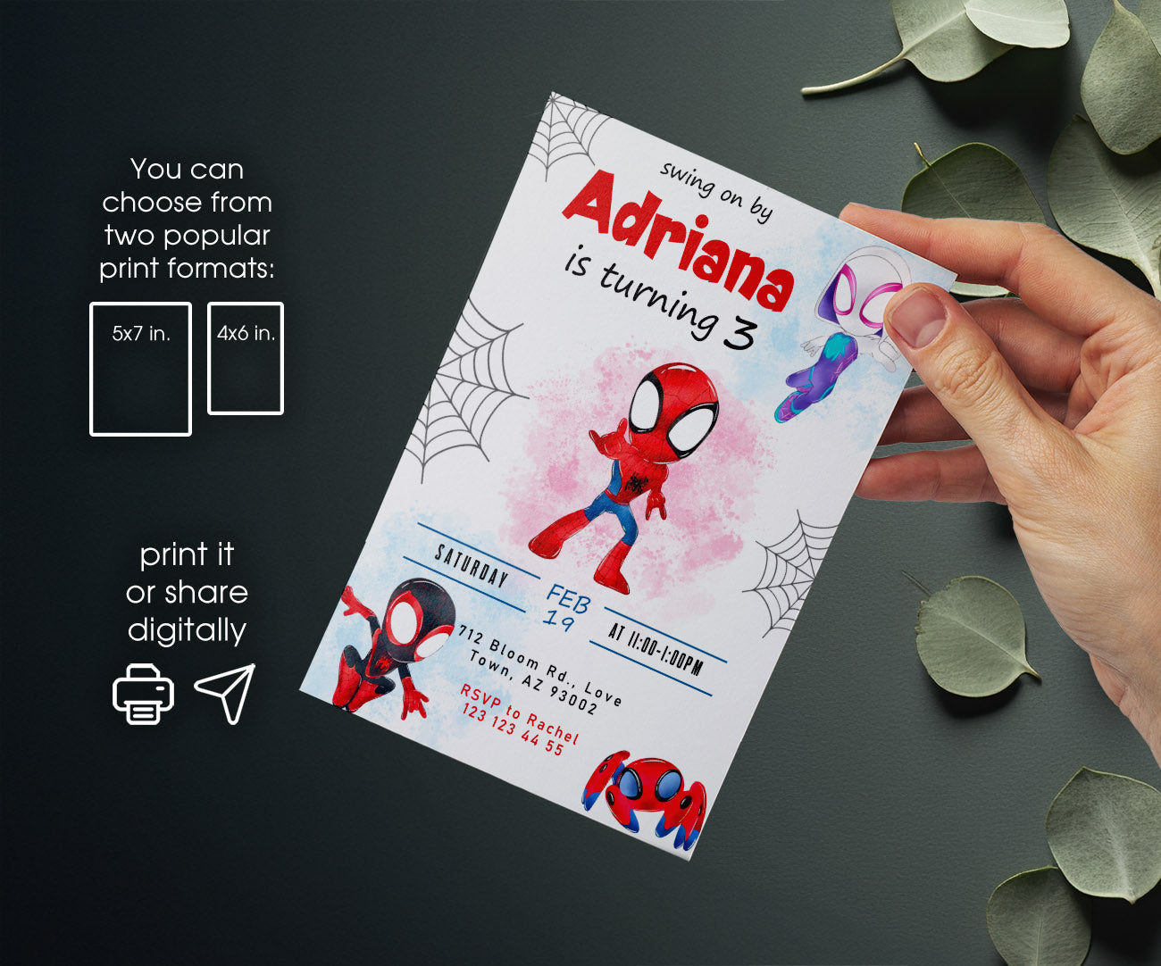 Spidey and His Amazing Friends customizable invitation template | Share or Print | boy | VP983