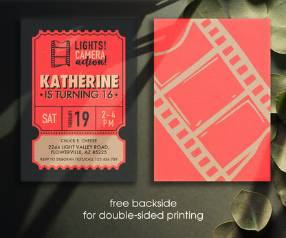 Hollywood Movie Party customizable invitation template | Share or Print | IN360