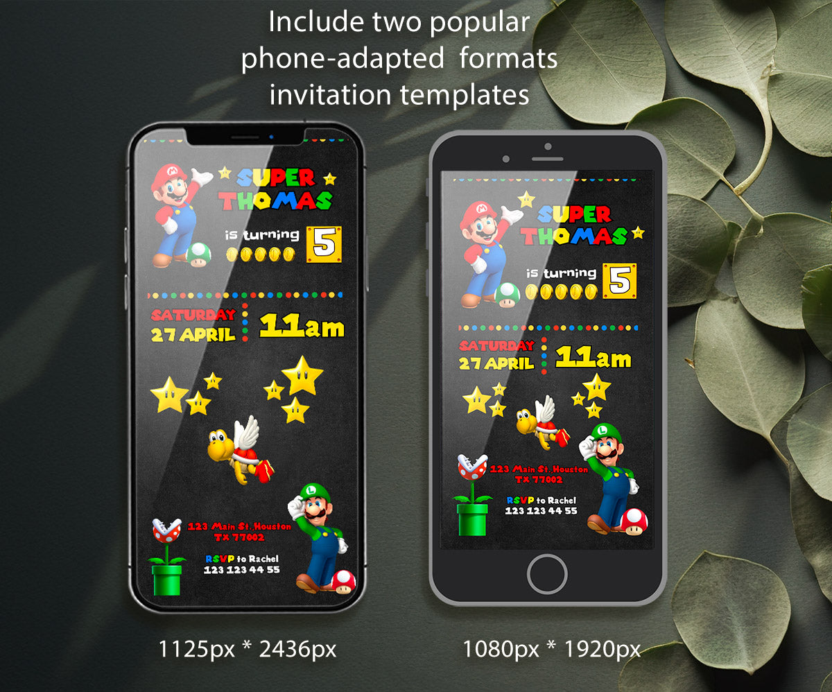 Super Mario Bros customizable invitation template | Share or Print | ZF677