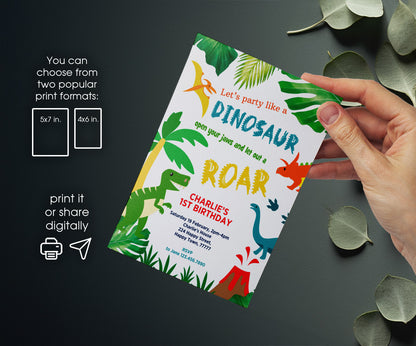Dinosaur T-Rex customizable invitation template | Share or Print | WT323