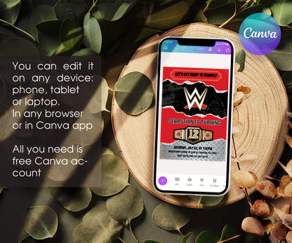 Wrestling WWE WrestleMania customizable invitation template | Share or Print | boy | MB199