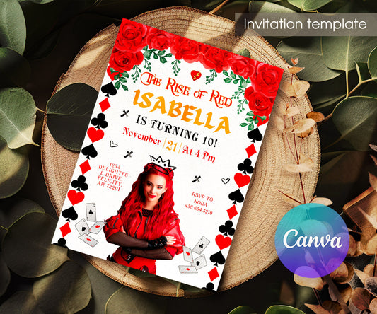 Descendants The Rise of Red Disney customizable invitation template | Share or Print | MV611