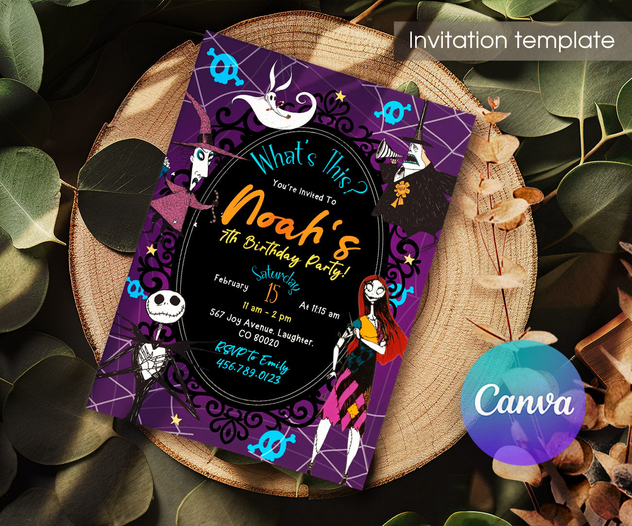 The Nightmare Before Christmas Halloween customizable invitation template | Share or Print | VT609