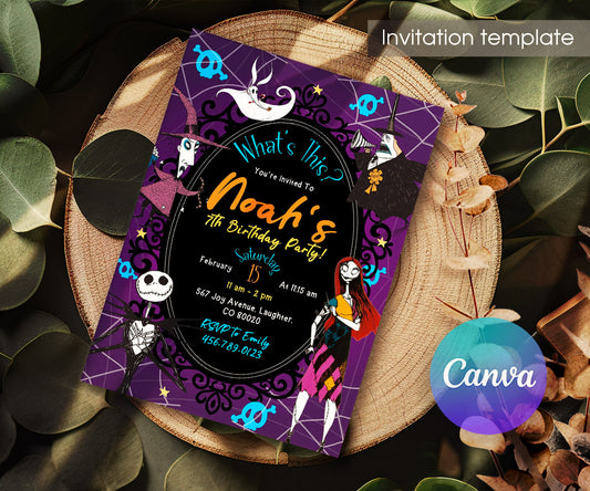 The Nightmare Before Christmas Halloween customizable invitation template | Share or Print | VT609