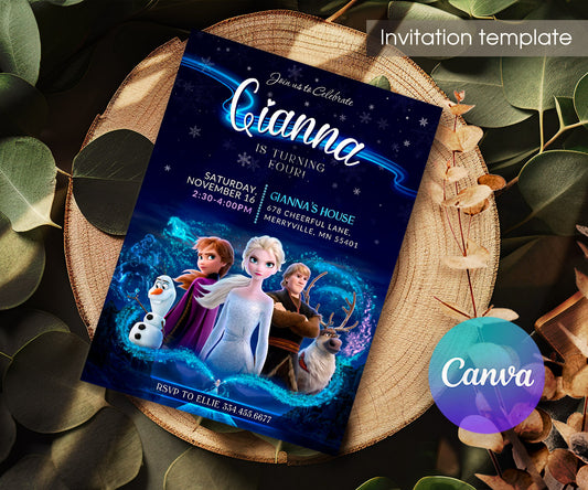 Frozen Elsa customizable invitation template | Share or Print | girl | OO640