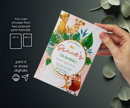 Lion King Simba customizable invitation template | Share or Print | AN402