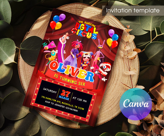 The Amazing Digital Circus customizable invitation template | Share or Print | JN136