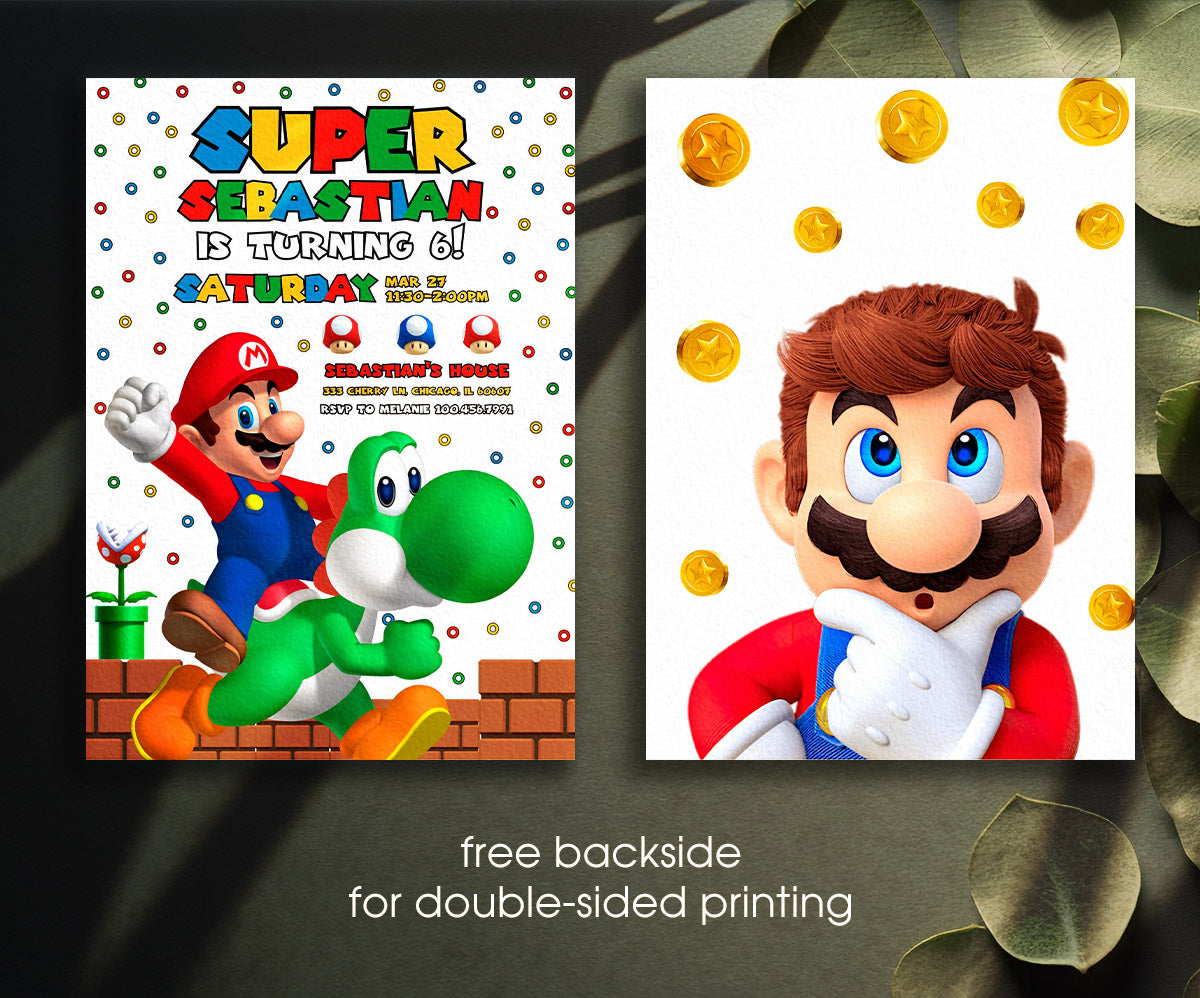 Super Mario Bros customizable invitation template | Share or Print | GV519