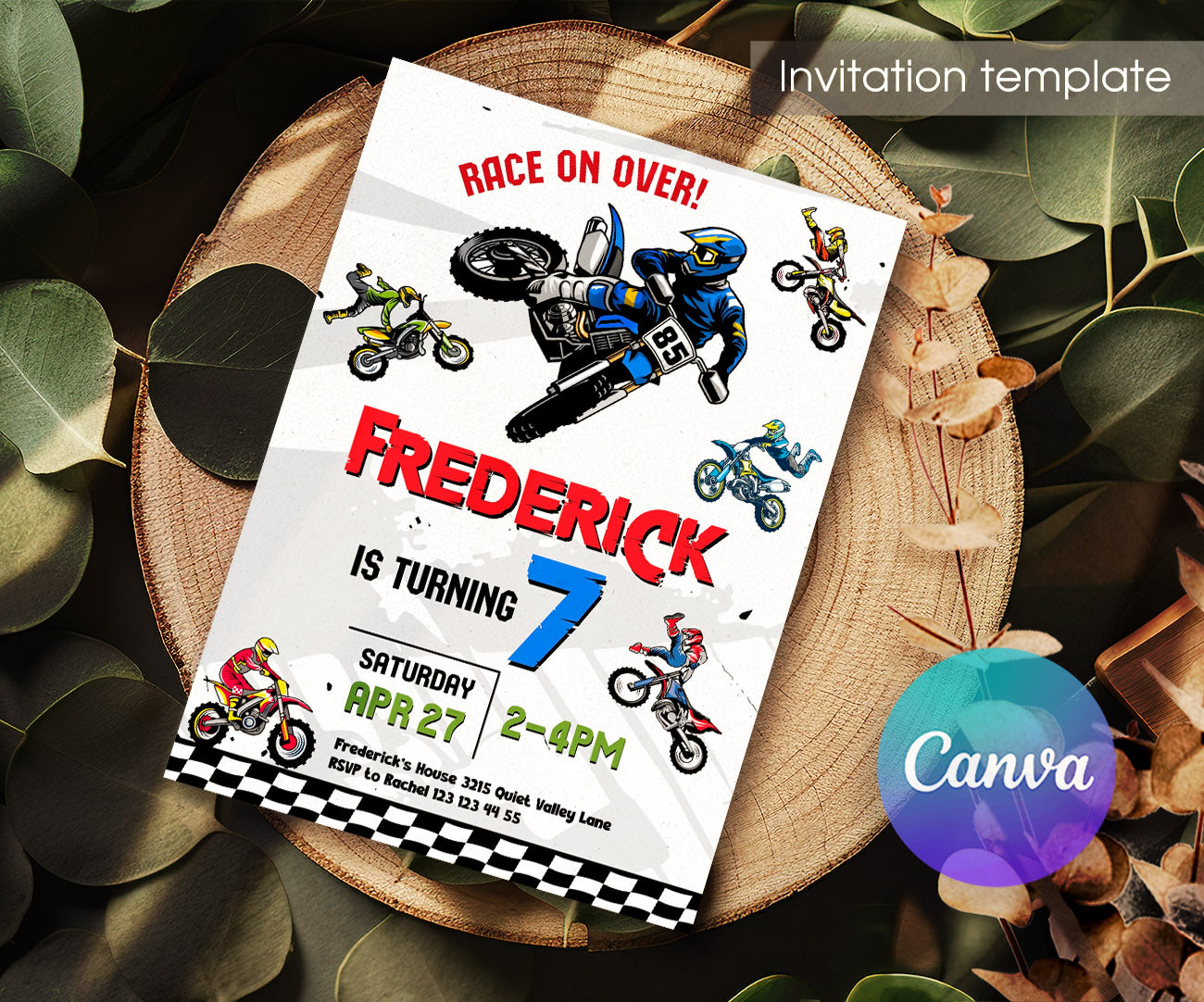 Motocross Extreme customizable invitation template | Share or Print | YX541