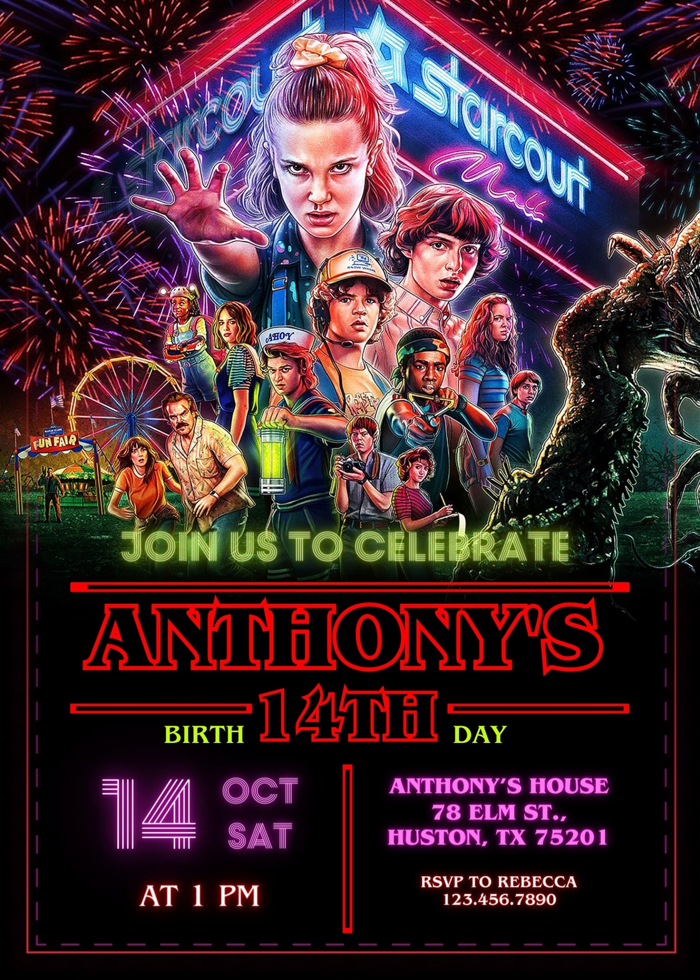 Stranger Things customizable invitation template | Share or Print | DV795