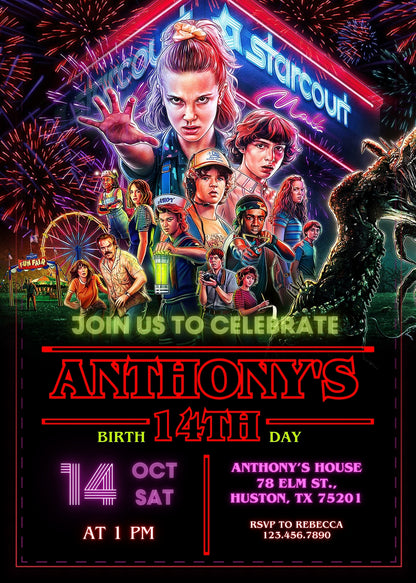 Stranger Things customizable invitation template | Share or Print | DV795