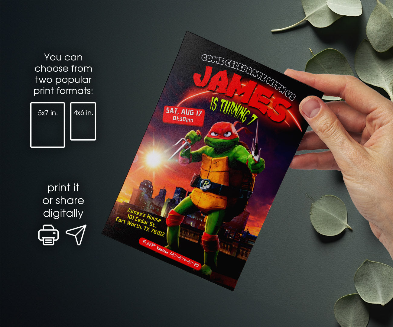 Teenage Mutant Ninja Turtles Mutant Mayhem customizable invitation template | Share or Print | boy | TT609
