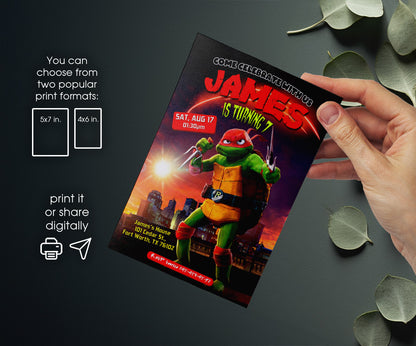 Teenage Mutant Ninja Turtles Mutant Mayhem customizable invitation template | Share or Print | boy | TT609