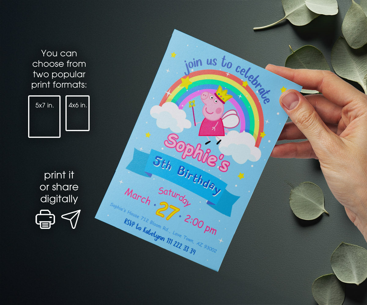 Peppa Pig customizable invitation template | Share or Print | girl | HG660