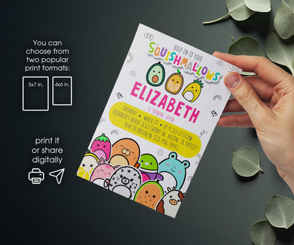 Squishmallows customizable invitation template | Share or Print | PY413