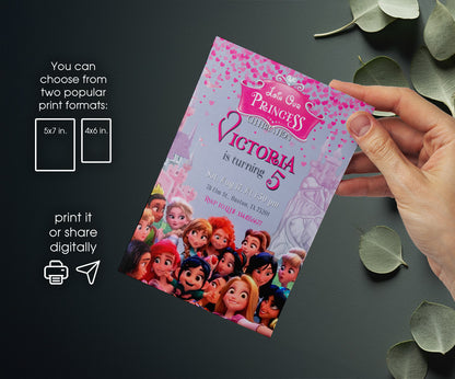 Disney Princess customizable invitation template | Share or Print | girl | QW594