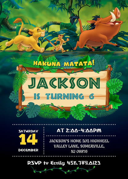 Lion King Simba customizable invitation template | Share or Print | UJ203