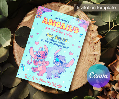 Lilo & Stitch Angel customizable invitation template | Share or Print | girl | HB920