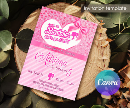 Barbie Pink customizable invitation template | Share or Print | girl | VR814