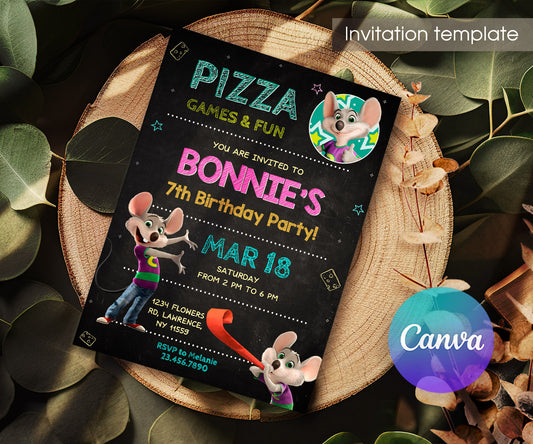 Chuck E. Cheese customizable invitation template | Share or Print | IA242