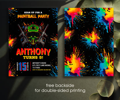 Paintball Airsoft battle customizable invitation template | Share or Print | boy | SB350