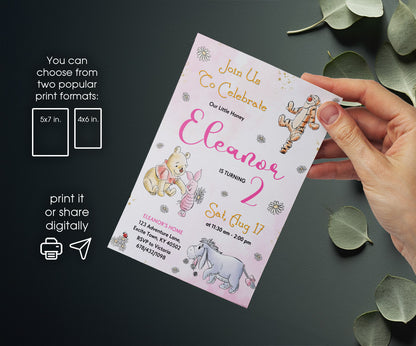 Winnie the Pooh customizable invitation template | Share or Print | NZ391