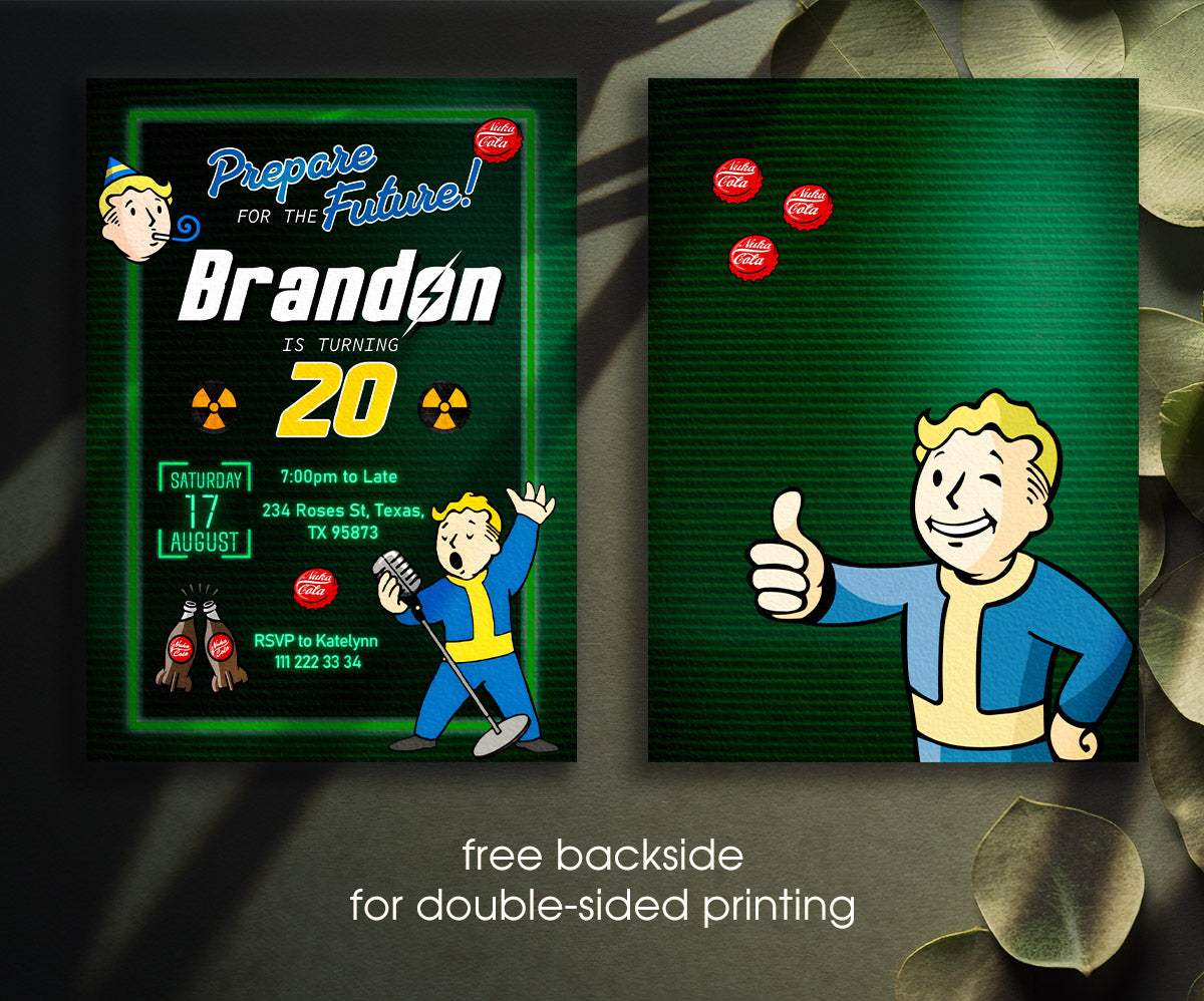 Fallout Pipboy customizable invitation template | Share or Print | US526