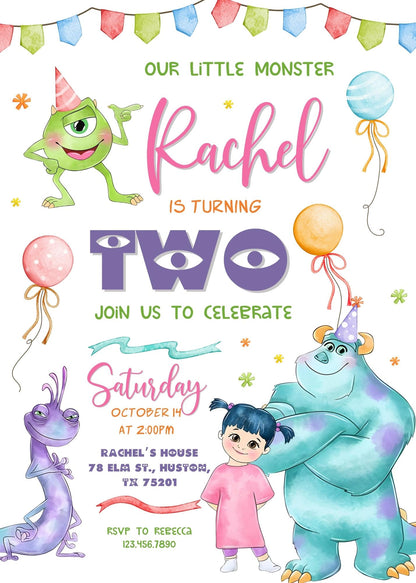 Monsters, Inc. customizable invitation template | Share or Print | SP408