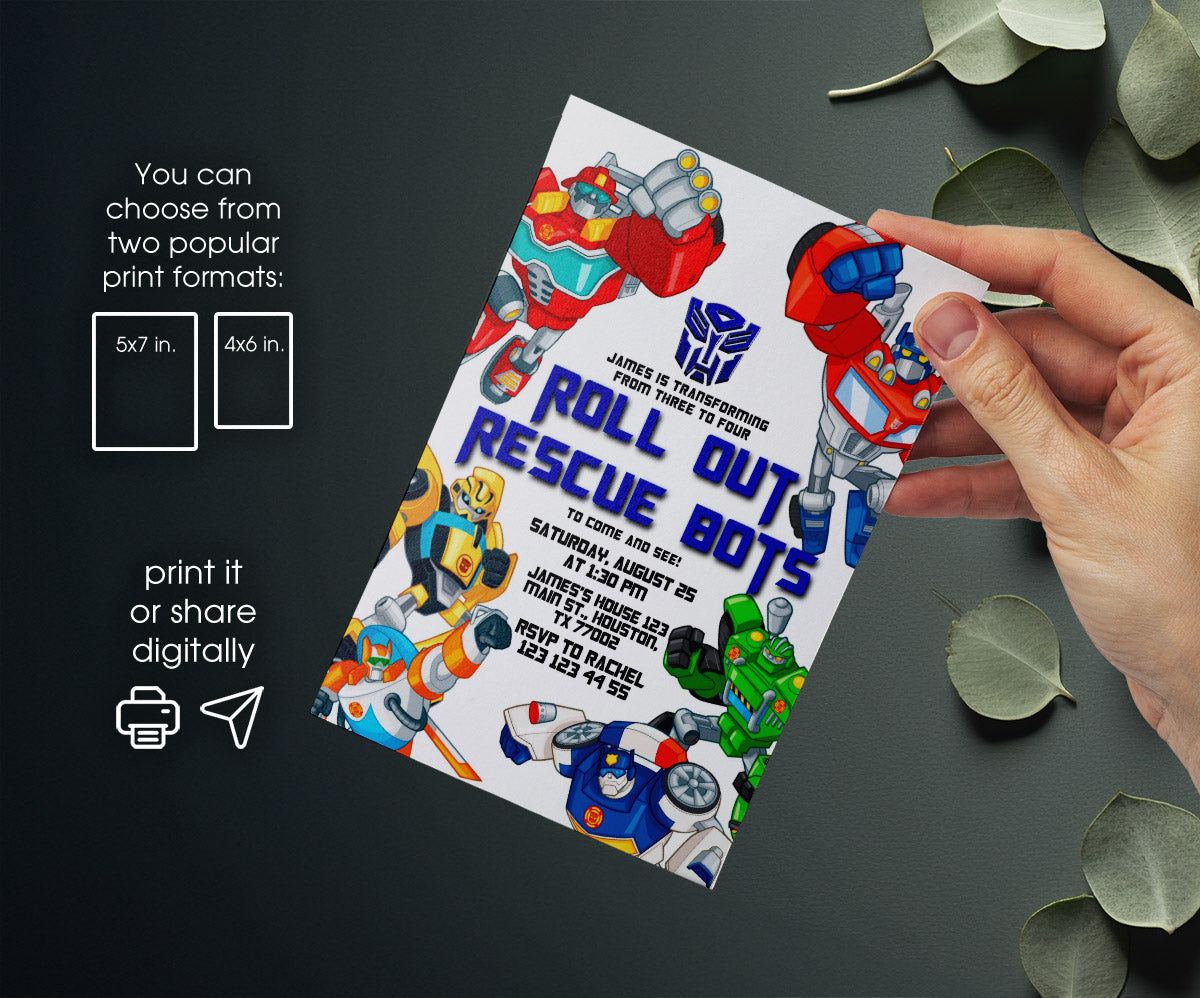 Transformers Rescue Bots customizable invitation template | Share or Print | boy | LC211