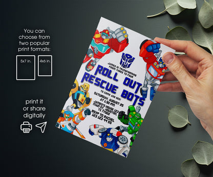 Transformers Rescue Bots customizable invitation template | Share or Print | boy | LC211