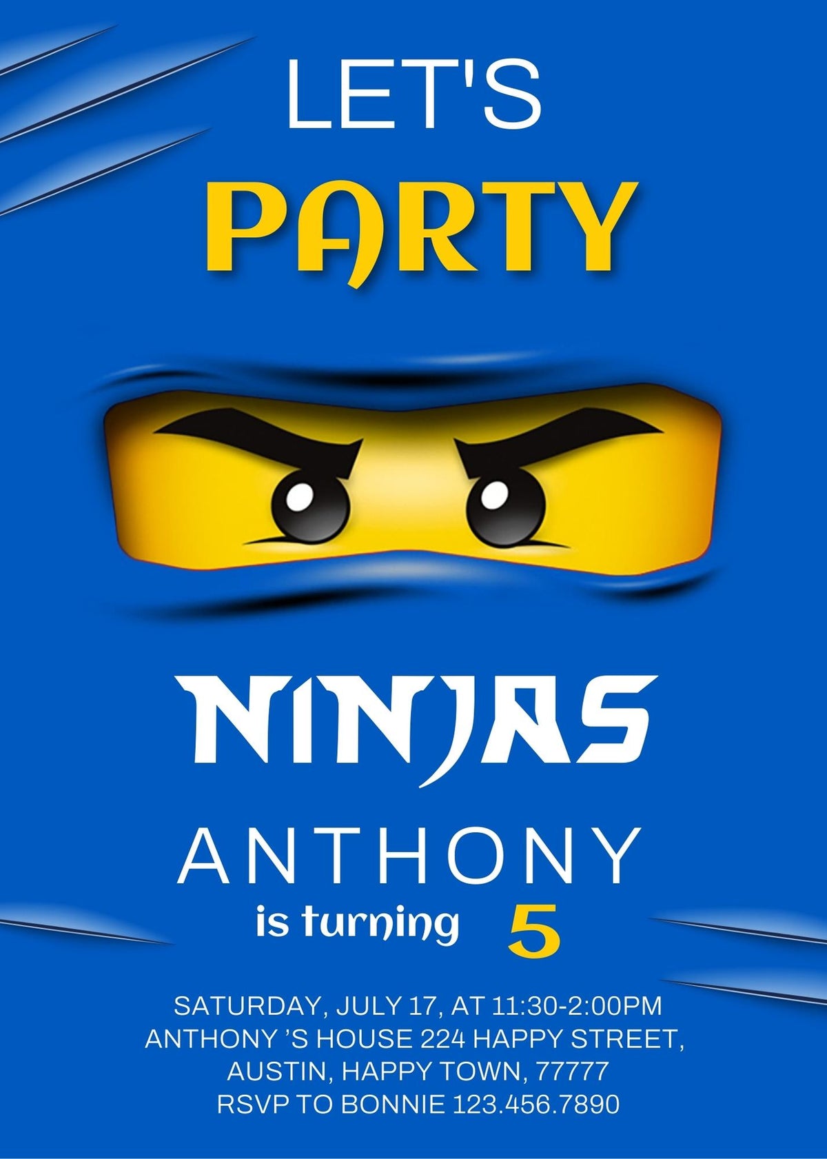 Ninjago Minifigures Lego customizable invitation template | Share or Print | QD306