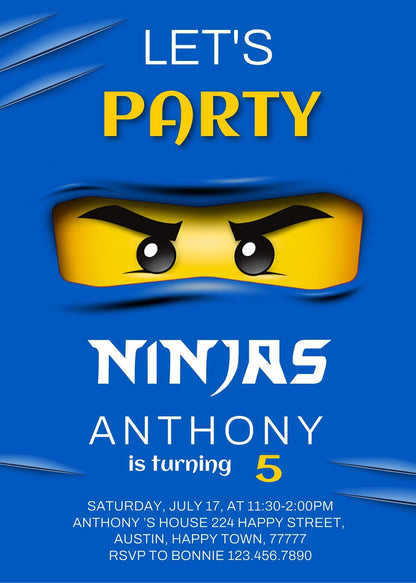 Ninjago Minifigures Lego customizable invitation template | Share or Print | QD306