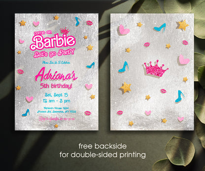 Barbie Pink customizable invitation template | Share or Print | girl | NV030