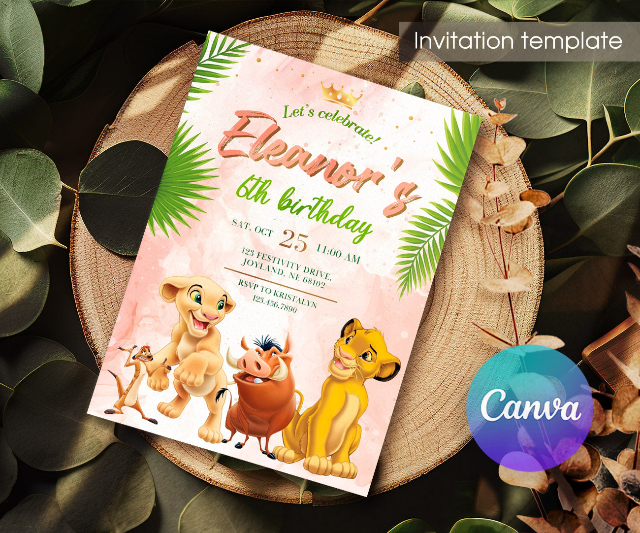 Lion King Simba customizable invitation template | Share or Print | UM982