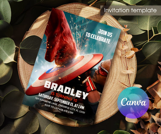 Captain America: Brave New World, Red Hulk customizable invitation template | Share or Print | boy | QQ480