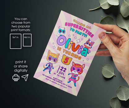 SuperKitties customizable invitation template | Share or Print | EG276