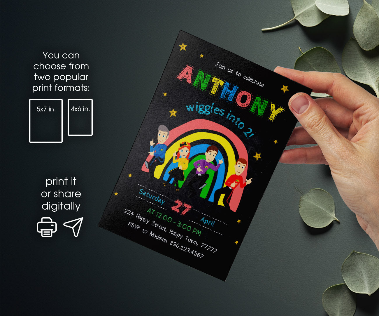 Wiggles One Finger One Thumb customizable invitation template | Share or Print | IY193