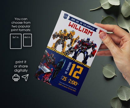 Transformers Rescue Bots customizable invitation template | Share or Print | boy | QY445