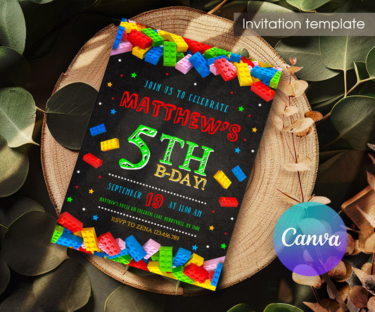 Lego customizable invitation template | Share or Print | RJ000