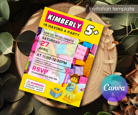 Lego Butterfly Fairy Girl customizable invitation template | Share or Print | girl | MI874