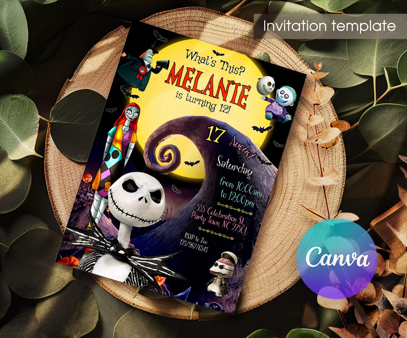The Nightmare Before Christmas Halloween customizable invitation template | Share or Print | XA624